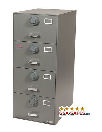 7110-01-614-5383 Multi Lock GSA Approved Class 6, 4 Drawer Filing Cabinet, Legal Size w/ S&G 2740 Locks