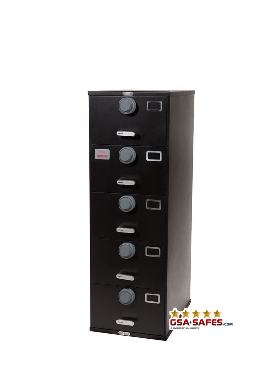 7110-01-614-5411 GSA Approved Class 6, 5 Drawer Filing Cabinet, Letter Size w/ S&G 2740B Locks