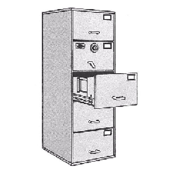 7110-01-015-6100 | Class 6, 5 Drawer File Cabinet, Parchment