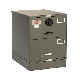 7110-00-082-6111-WPN | Class 5, Two Drawer Single Lock File Cabinet, Gray - Weapons Storage 