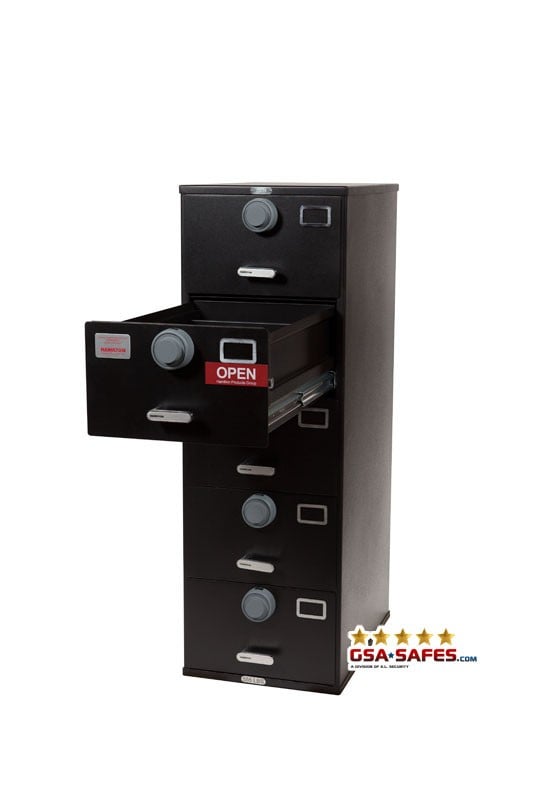 7110-01-614-5379 Multi Lock GSA Approved Class 6, 4 Drawer Filing Cabinet, Legal Size w/ S&G 2740 Locks