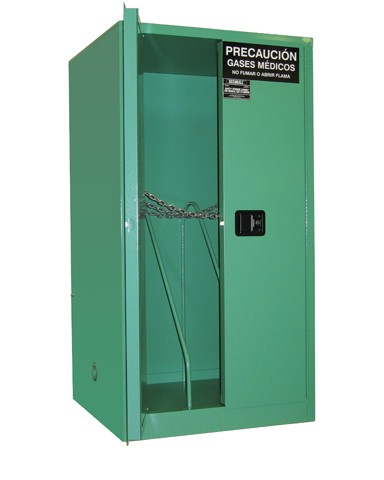 MG106HFL - MedGas Full Fire Lined Oxygen Gas Cylinder Storage Cabinet - Stores 9-12 H Cylinders