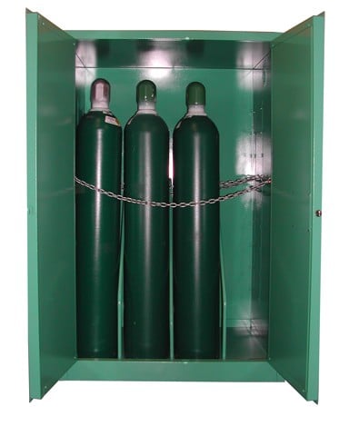 MG109HFL - MedGas Full Fire Lined Oxygen Gas Cylinder Storage Cabinet - Stores 9-12 H Cylinders