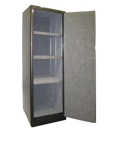 Single Door 3 Shelves - 3 Carpet lined Shelves - Radius Cabinet w/ Digital Lock. 