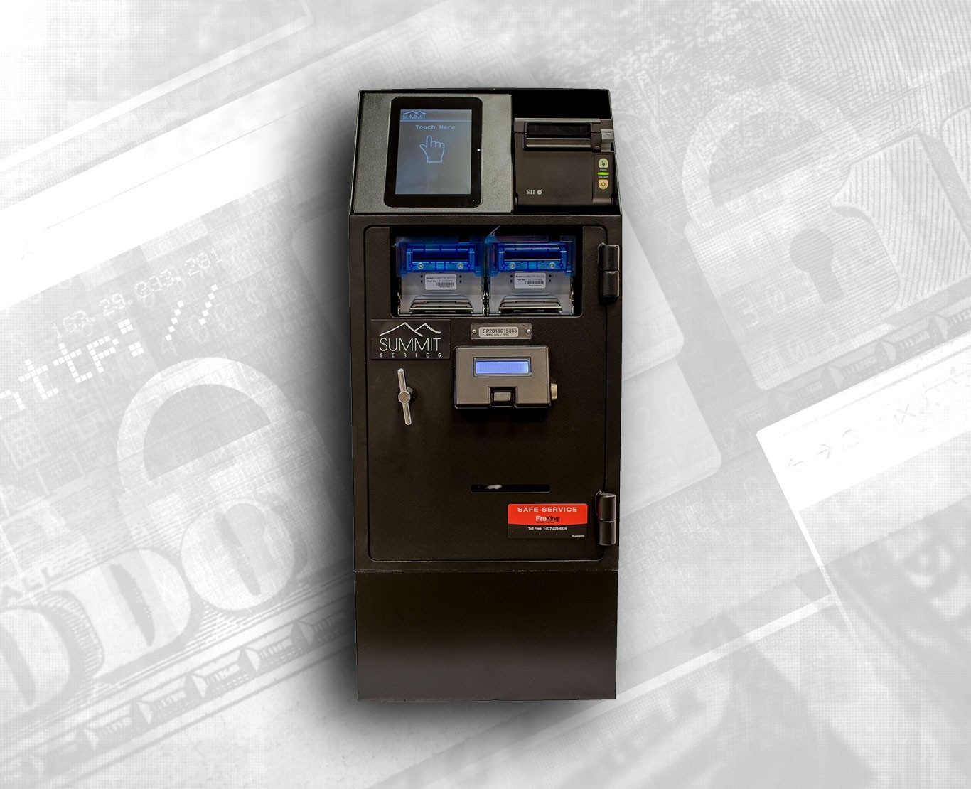 UNA-ST, Summit Series Note Deposit and Validating Cash Safe, Two Bulk Note Validators 1200 Note Cassettes