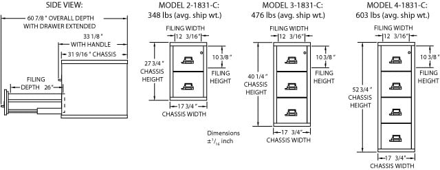 Fireking 3 1831 C 3 Drawer Fireproof File Cabinet Letter Width